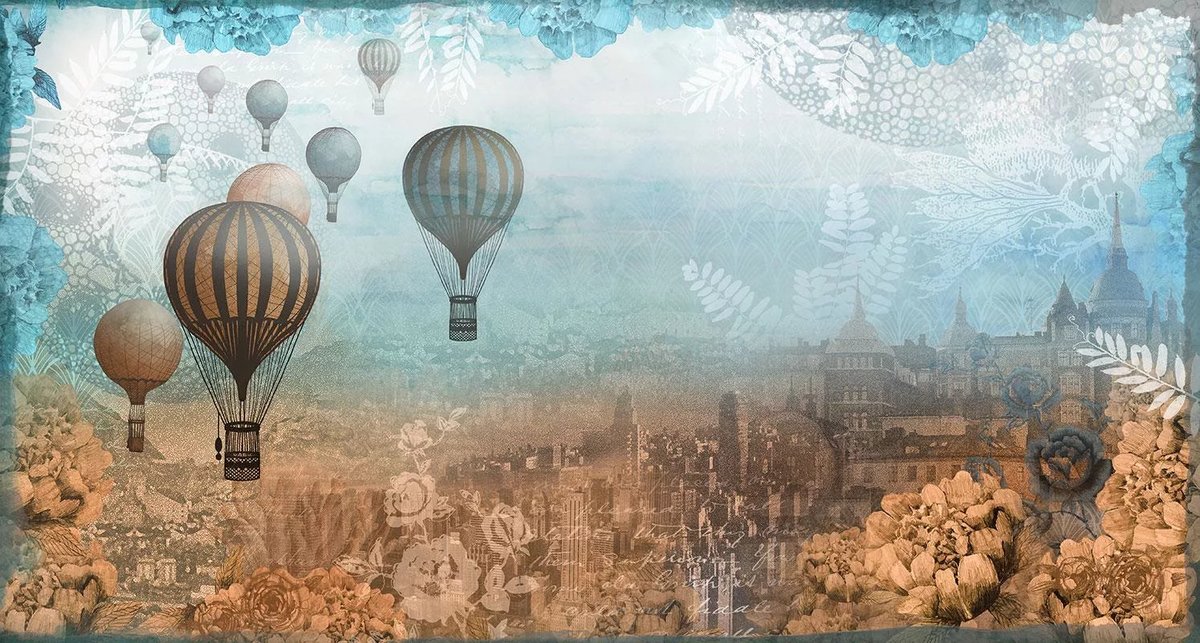 Воздушные шары - небо, винтаж - оригинал