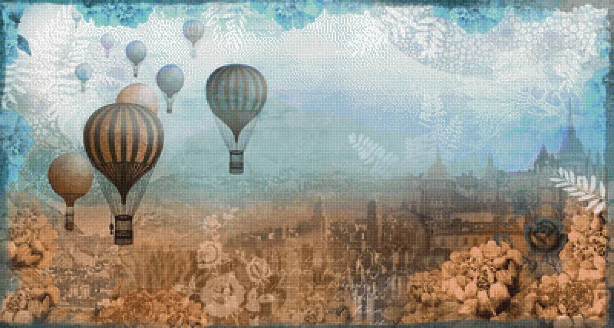 Воздушные шары - небо, винтаж - предпросмотр