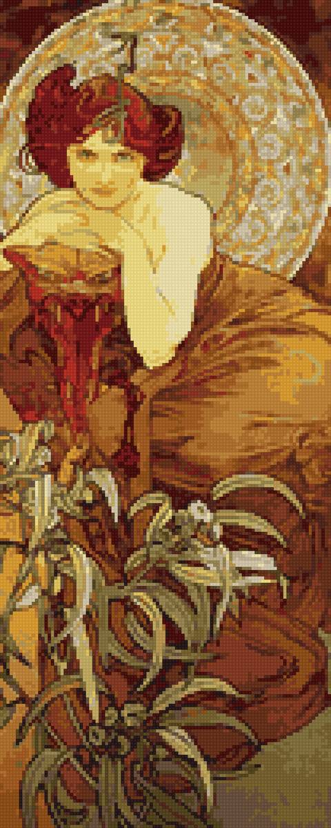 Изумруд - картина, змея, девушка, альфонс муха, женщина - предпросмотр