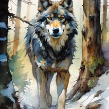 Схема вышивки «Волк. Акварель»