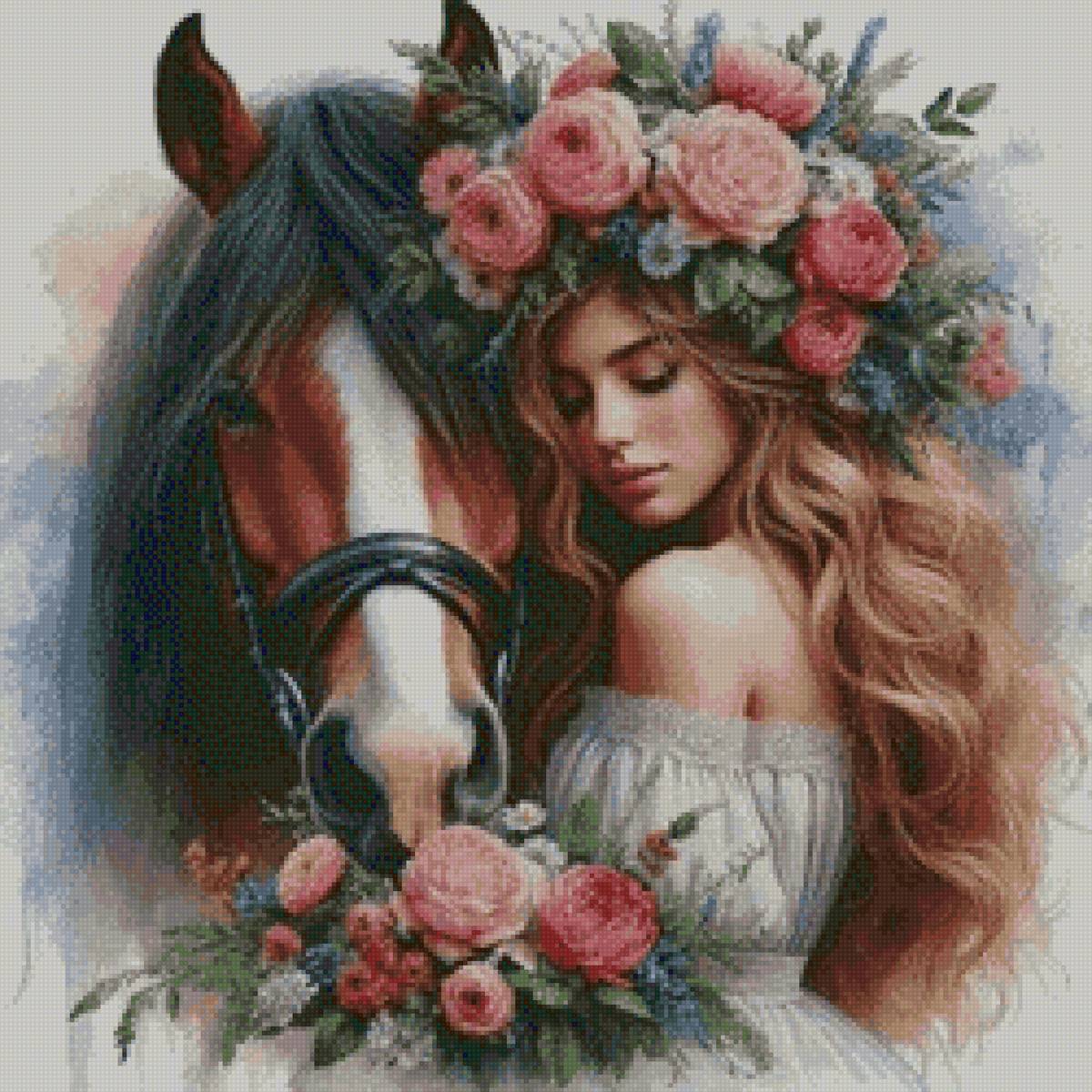 №2855375 - flori, dama, cai - предпросмотр