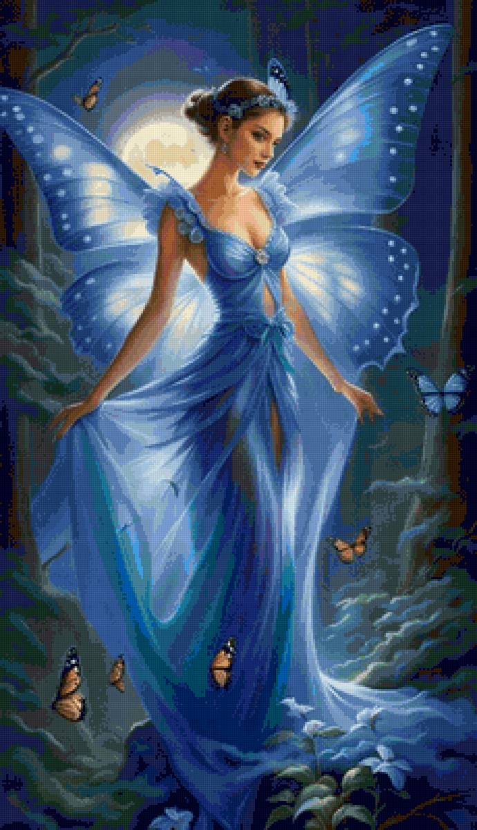 Hada azul - fantasía, dama, hada, mujer - предпросмотр