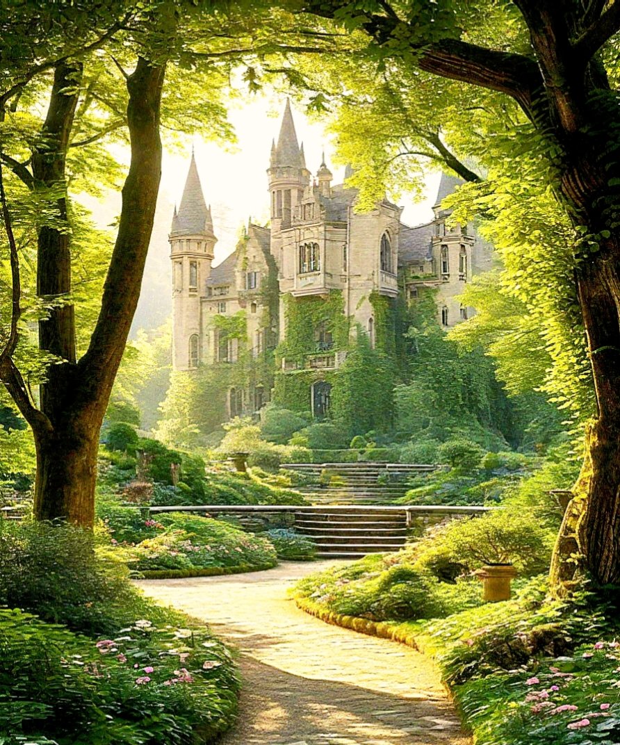 ЗАМОК - природа, замок, лес, эльфы - оригинал
