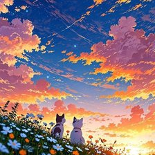 Схема вышивки «Котики на закате»