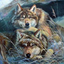 Схема вышивки «Волки. Акварель»