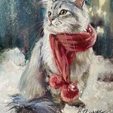 Схема вышивки «Котик с шарфом. Юлия Гиргель»