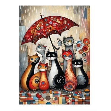 Коты под зонтиком - под дождем, коты, под зонтиком, кошки - оригинал