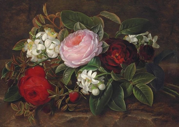 Йохан дженсен - цветы розы букет натюрморт - оригинал