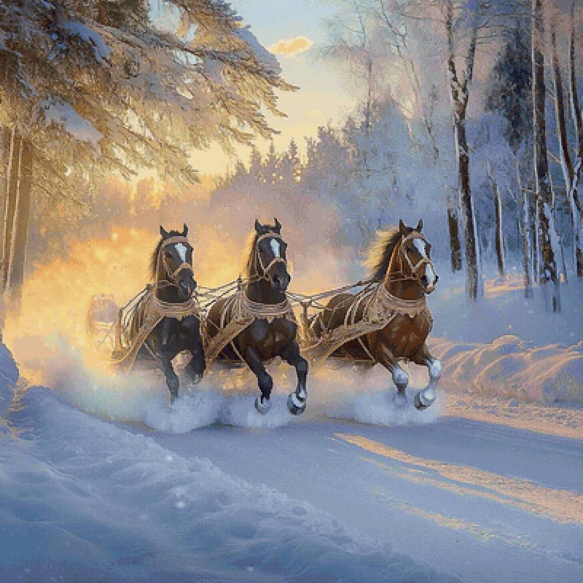 Русская тройка - лошади, зима, тройка - предпросмотр