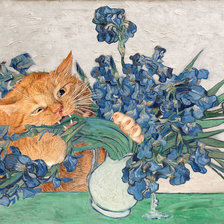 Схема вышивки «Cat with irises»
