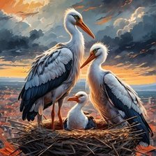 Схема вышивки «журавли»