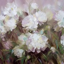 Схема вышивки «Белые пионы. Александр Сергеев»