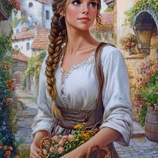 Схема вышивки «Девушка с корзинкой»