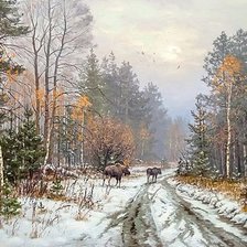 Схема вышивки «Валерий Артамонов. Зимний пейзаж.»