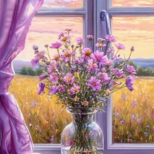 Схема вышивки «Букет на окне»