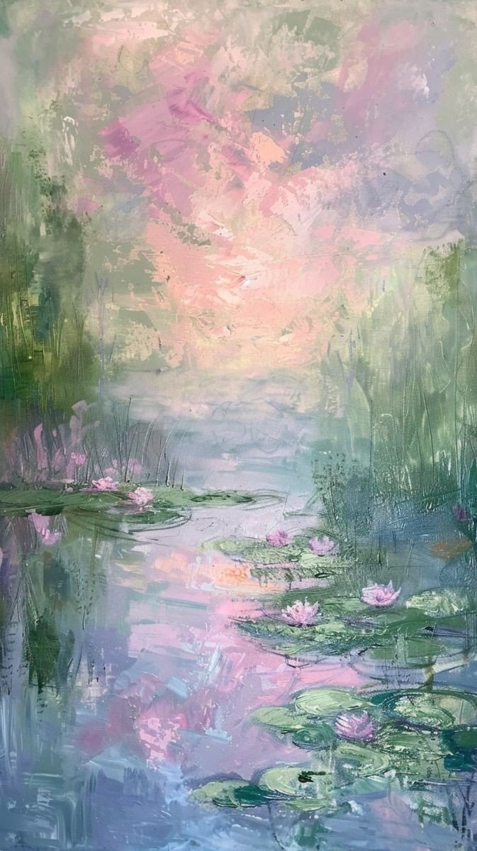 Пруд - вода, пейзаж, розовое, пруд - оригинал