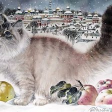 Схема вышивки «Зимний кот. Татьяна Хазова»