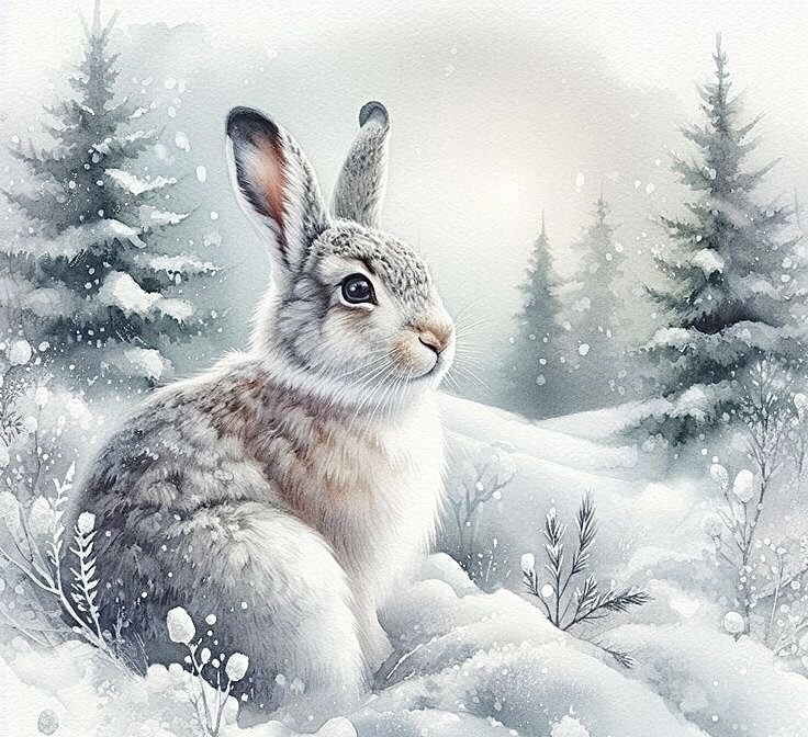 Зайка - зима, заяц, дикое животное - оригинал