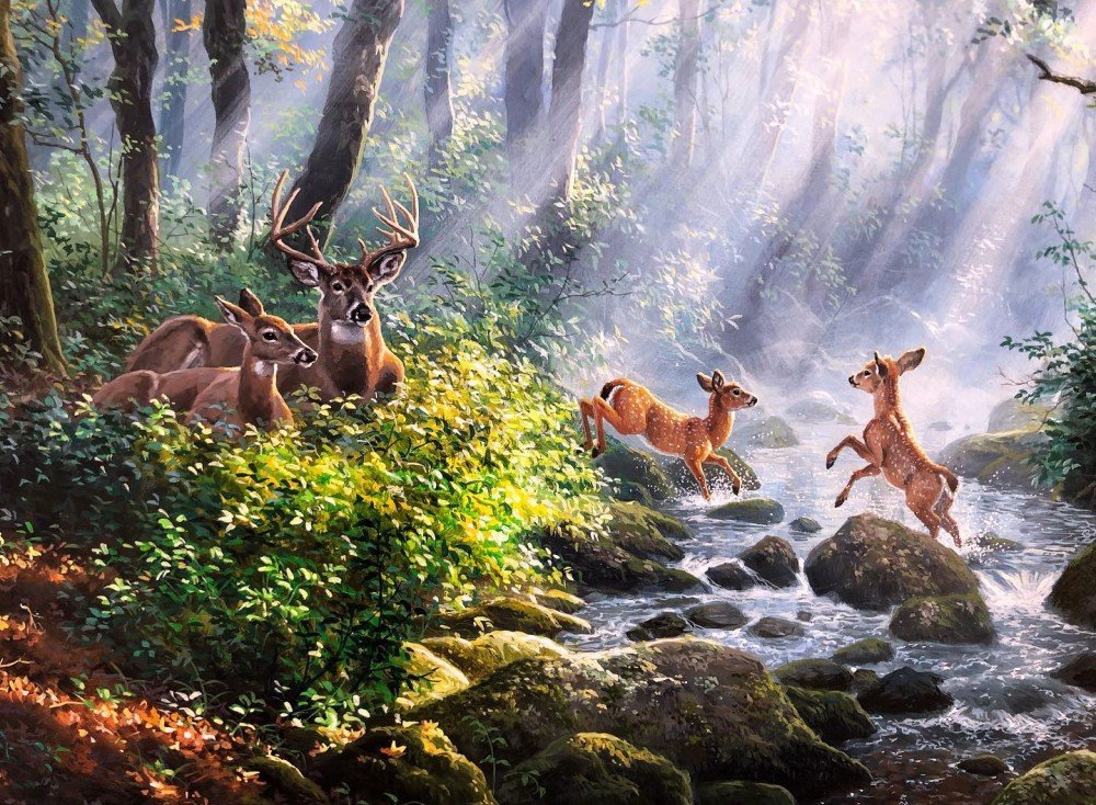 №2863335 - олень, природа, абрахам хантер, звери, олени - оригинал