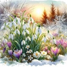 Схема вышивки «Подснежники»