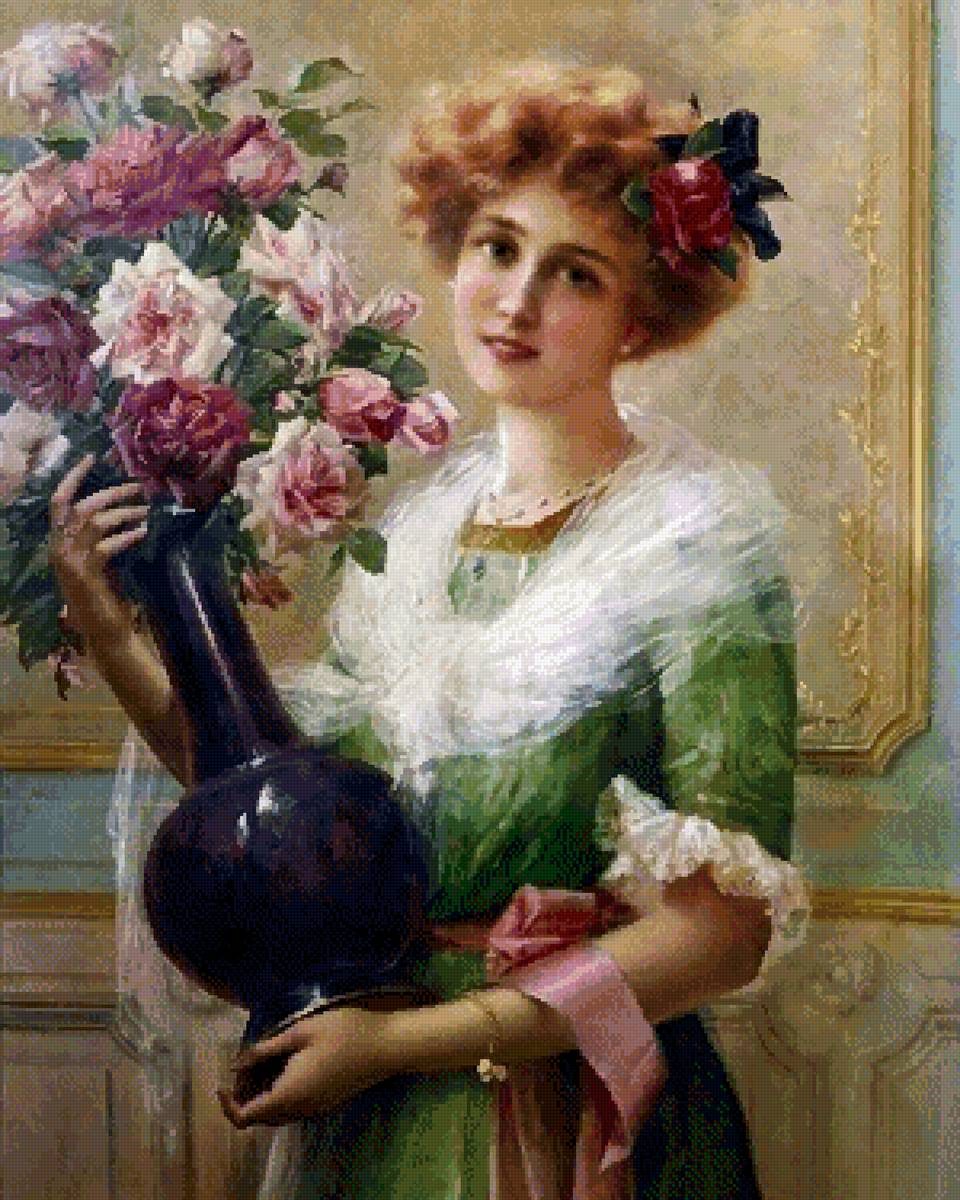 Эмиль Вернон Цветочница - девушка с вазой - предпросмотр