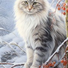 Схема вышивки «Котик на дереве»