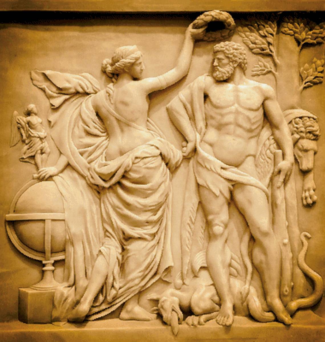 Коронация Геракла - барельеф, мифы, геракл, греция - предпросмотр