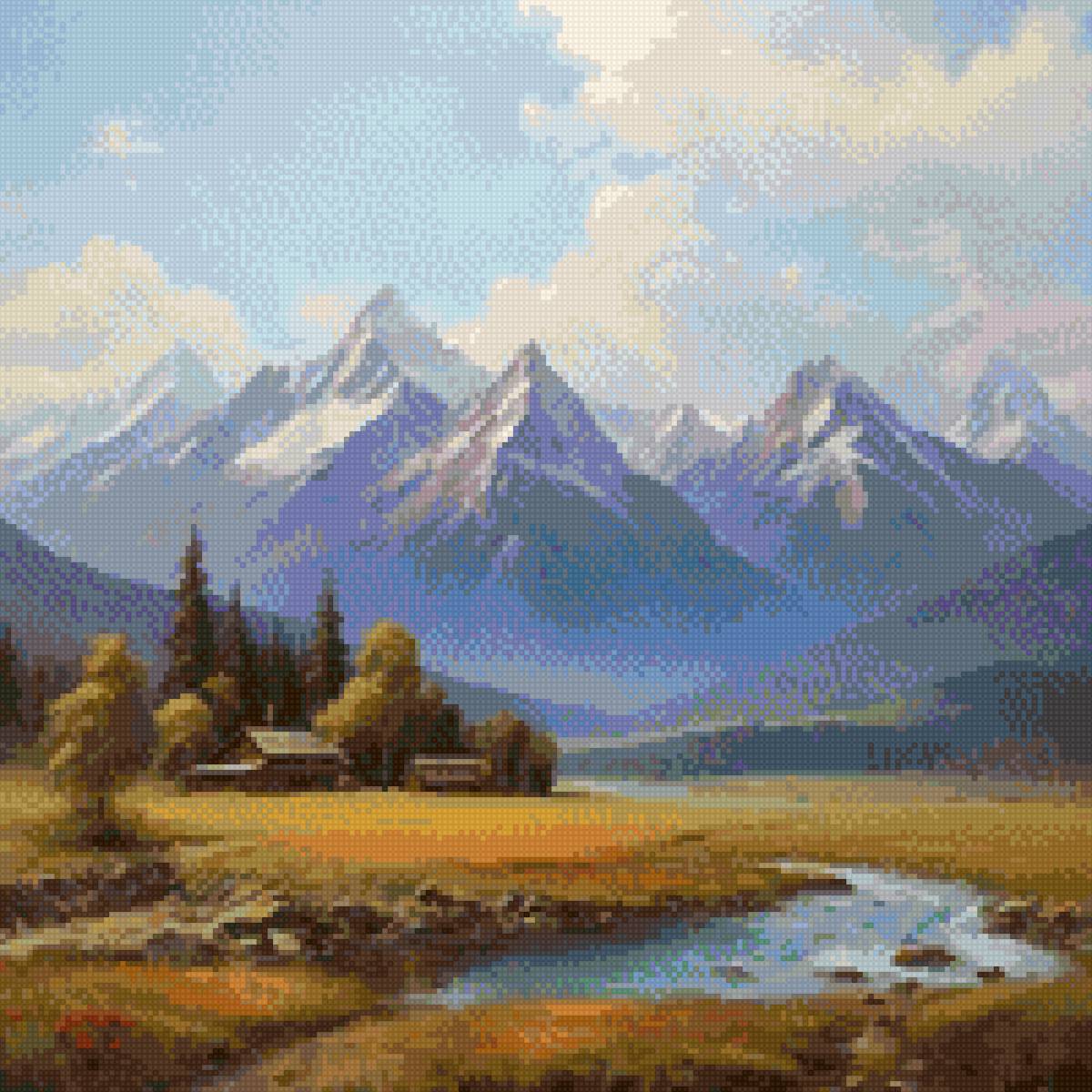 Домик в горах - пейзаж, домик - предпросмотр