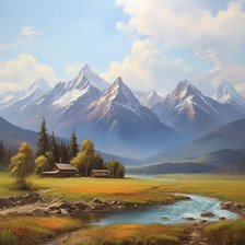 Схема вышивки «Дом в горах»