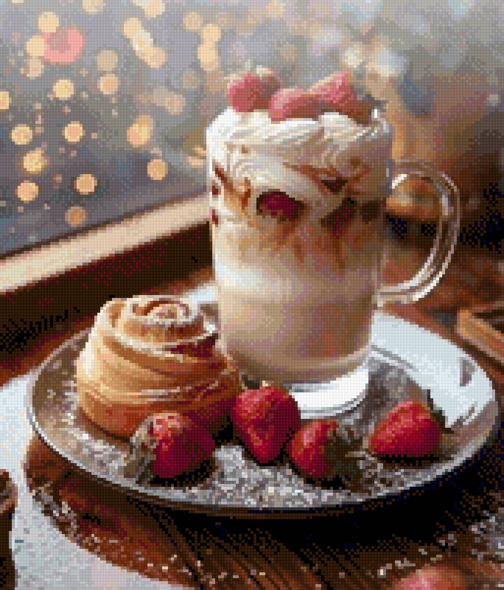 Кофе латте - ягоды, утро, кофе - предпросмотр