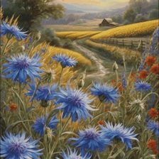 Схема вышивки «Васельки во ржи»