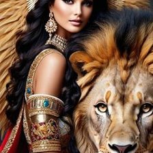 Схема вышивки «Женщина и лев»