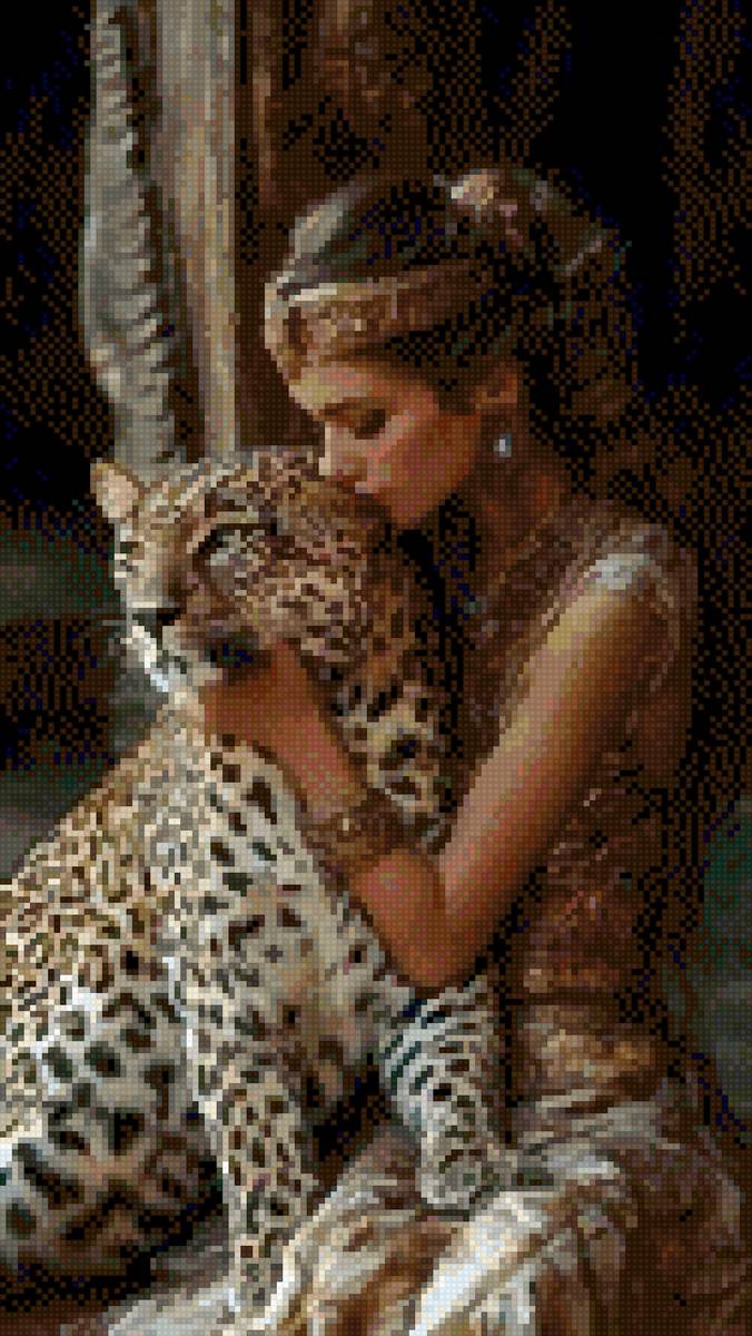 Укротительница леопарда - животные, люди - предпросмотр