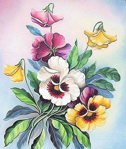 №2866091 - цветы, до 240 крестиков, анютки - оригинал