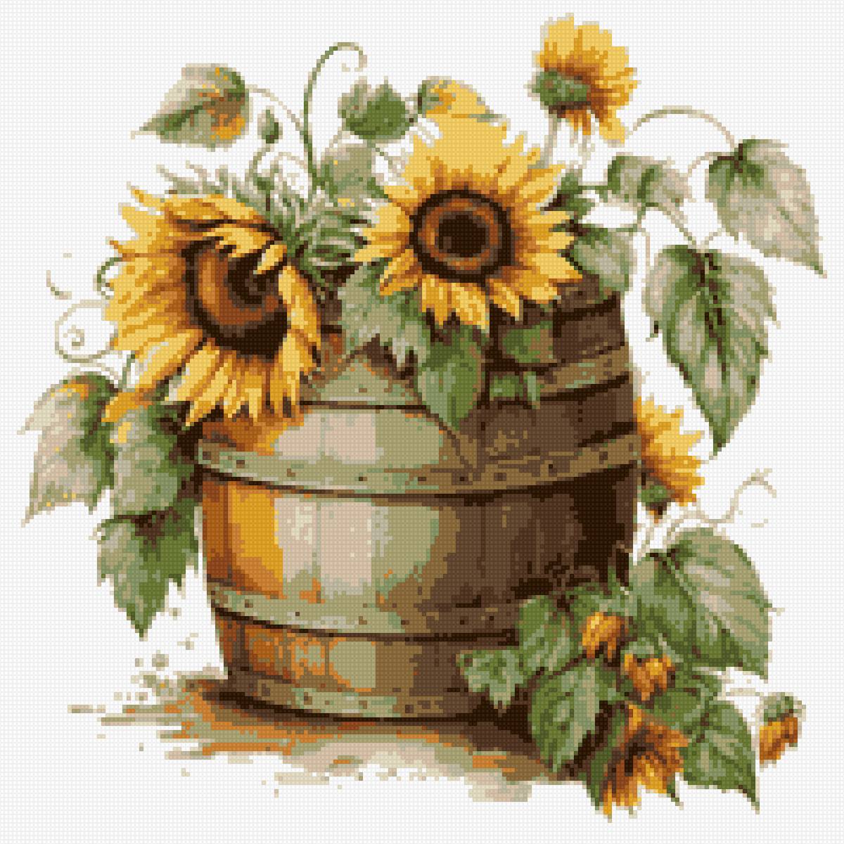 подсолнухи в кадушке - предпросмотр