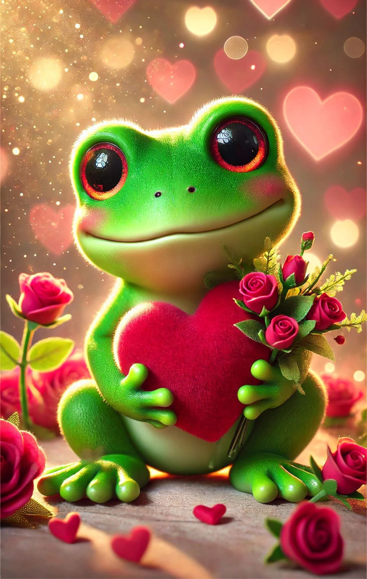 Happy Frog - frog, лягушка, heart holiday., лягух - оригинал