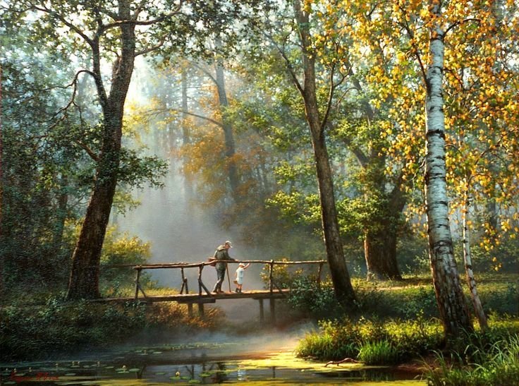 мостик - речка, лес, природа - оригинал