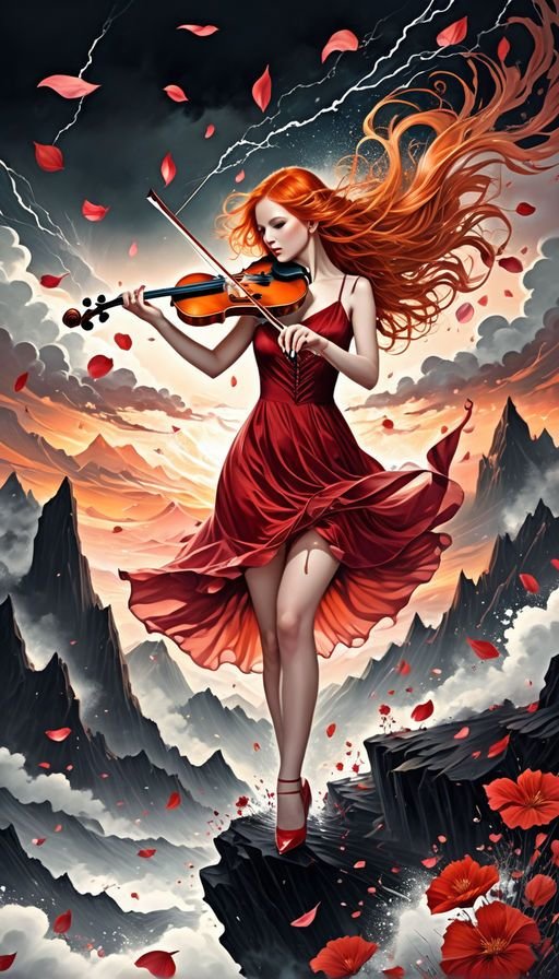 скрипачка - арт - оригинал