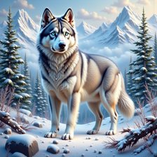 Схема вышивки «Волк»