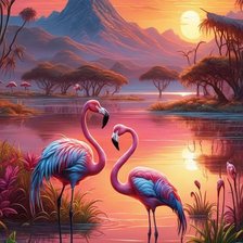 Схема вышивки «Фламинго»