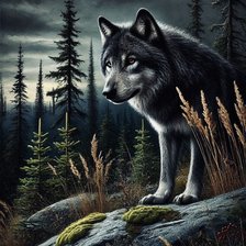 Схема вышивки «Волк»