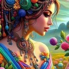 Схема вышивки «Девушка»