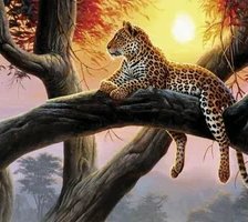 Схема вышивки «Леопард на ветке»