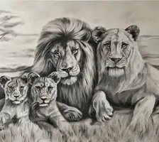 Схема вышивки «Львиная семья»