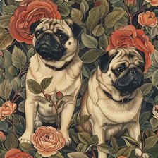 Схема вышивки «Мопсы»