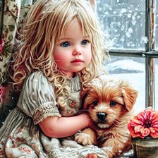 Схема вышивки «Chica con perro»