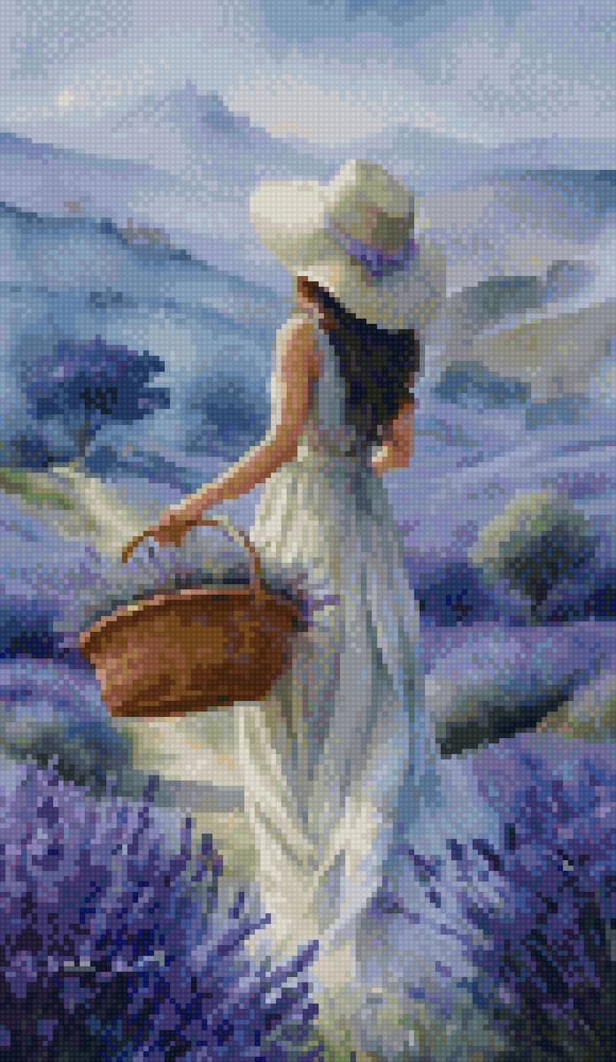 Девушка с лавандой - цветы, девушка, лаванда - предпросмотр