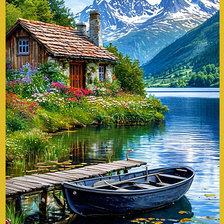 Схема вышивки «Дом у реки»