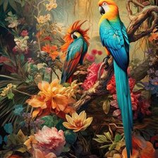 Схема вышивки «попугаи»