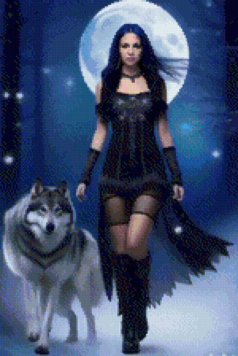 Волк и девушка - девушка волк - предпросмотр